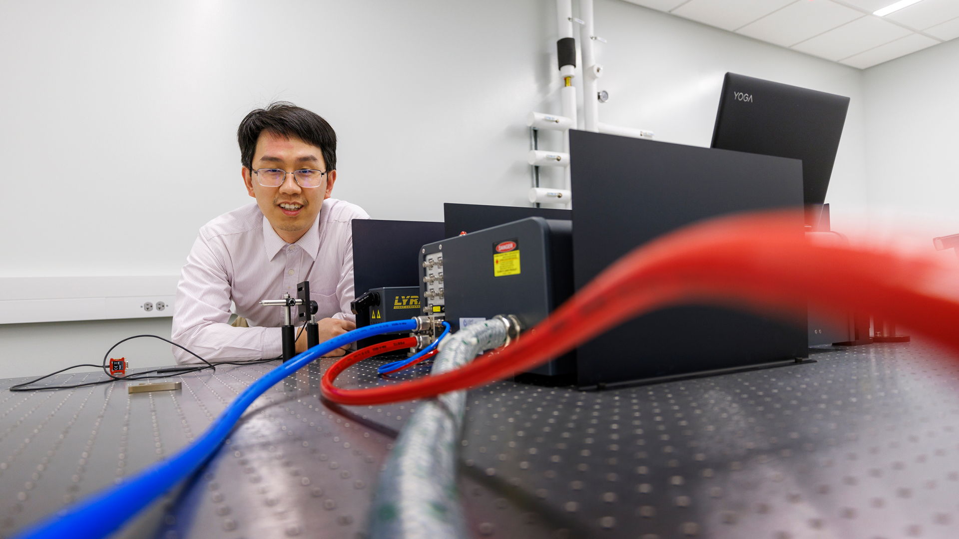 Wei Bao in his lab.
