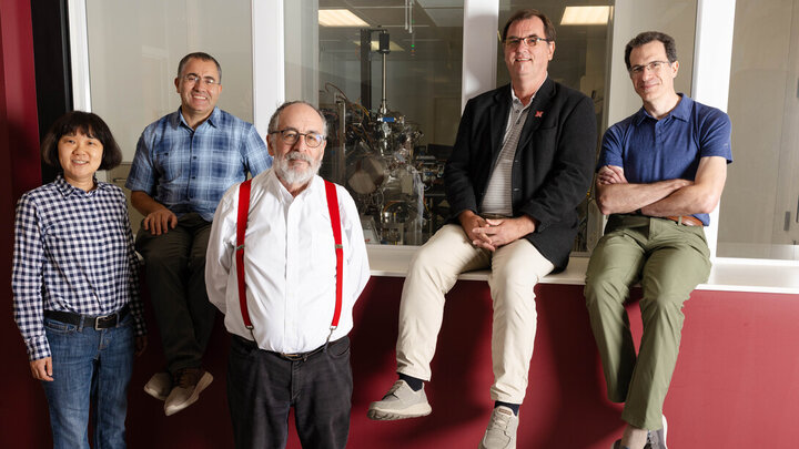 From left: Xia Hong, Abdelghani Laraoui, Peter Dowben, Christian Binek, and Kirill Belashchenko